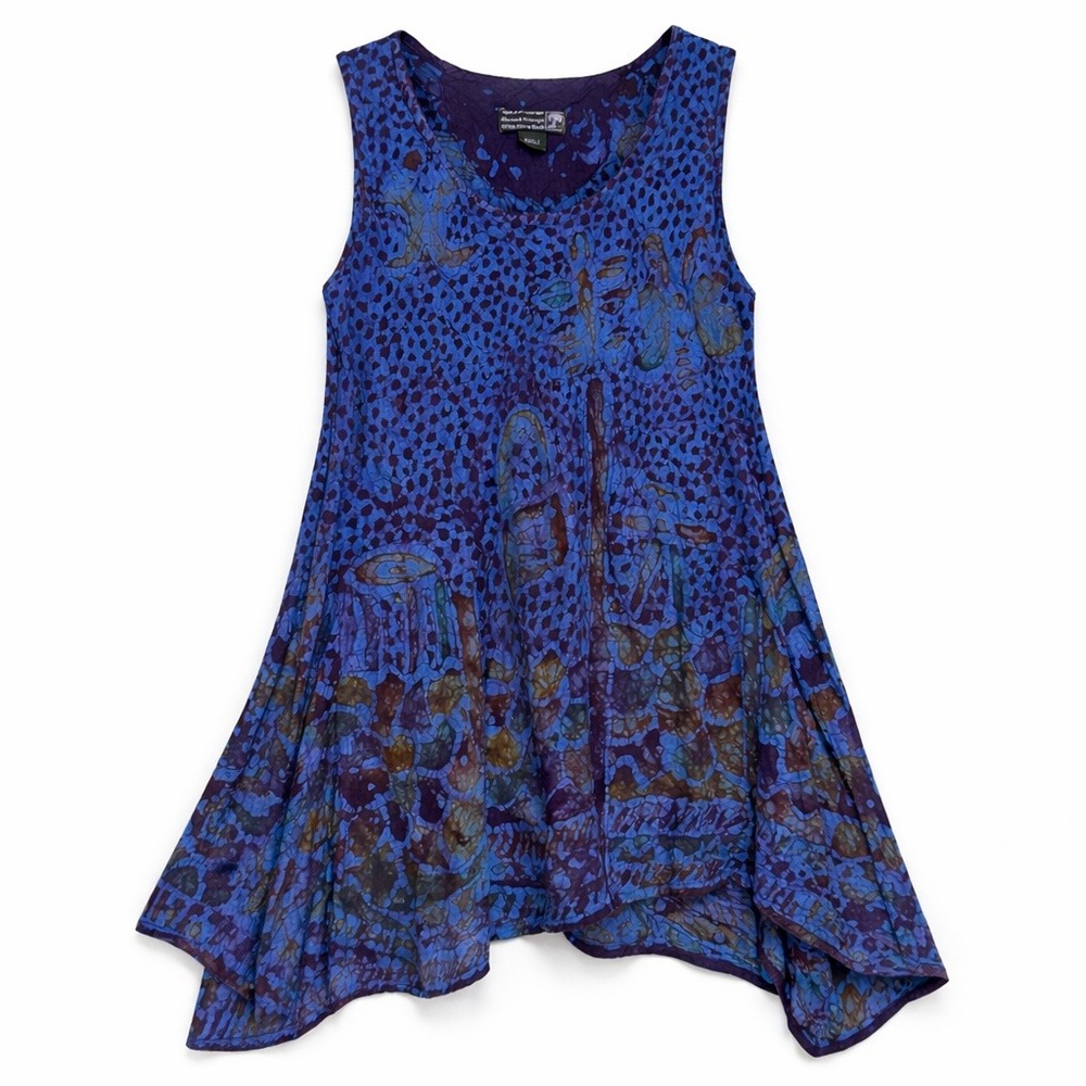 Spirit of Courage Nnamdi‎ Ibenagu Batik Tunic Womens S Blue African Lagenlook